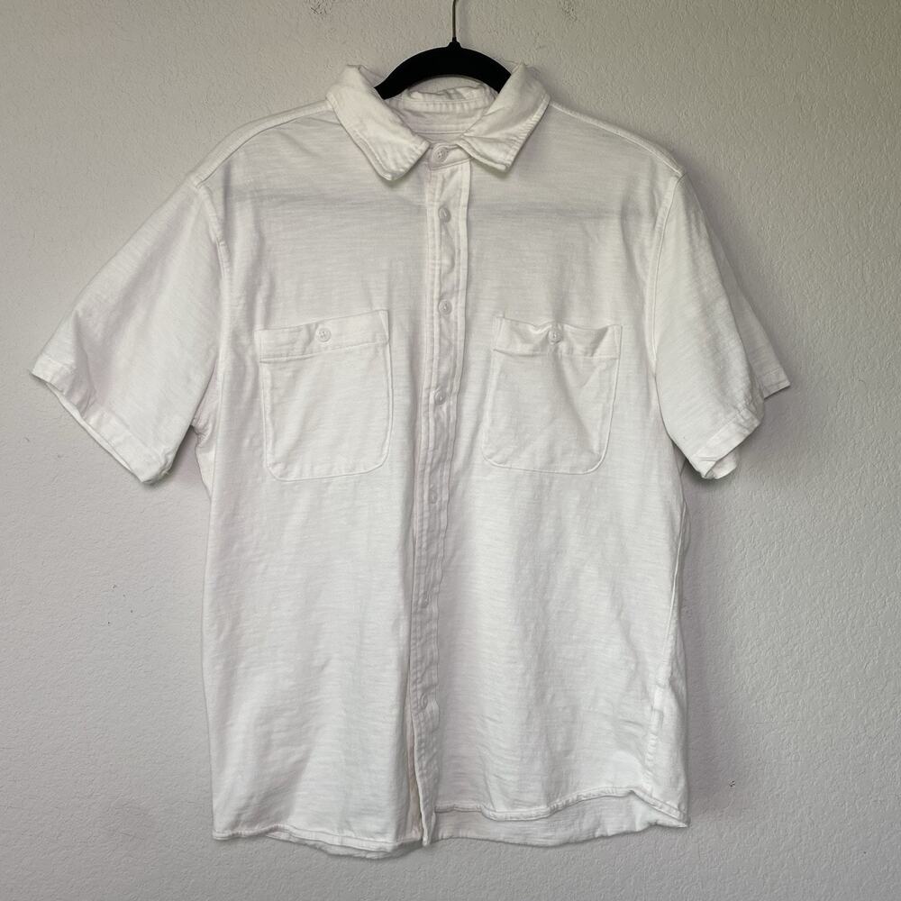 Mens 32 Degrees Cool‎ White Short Sleeve Button Up Size Small 100% Cotton Casual
